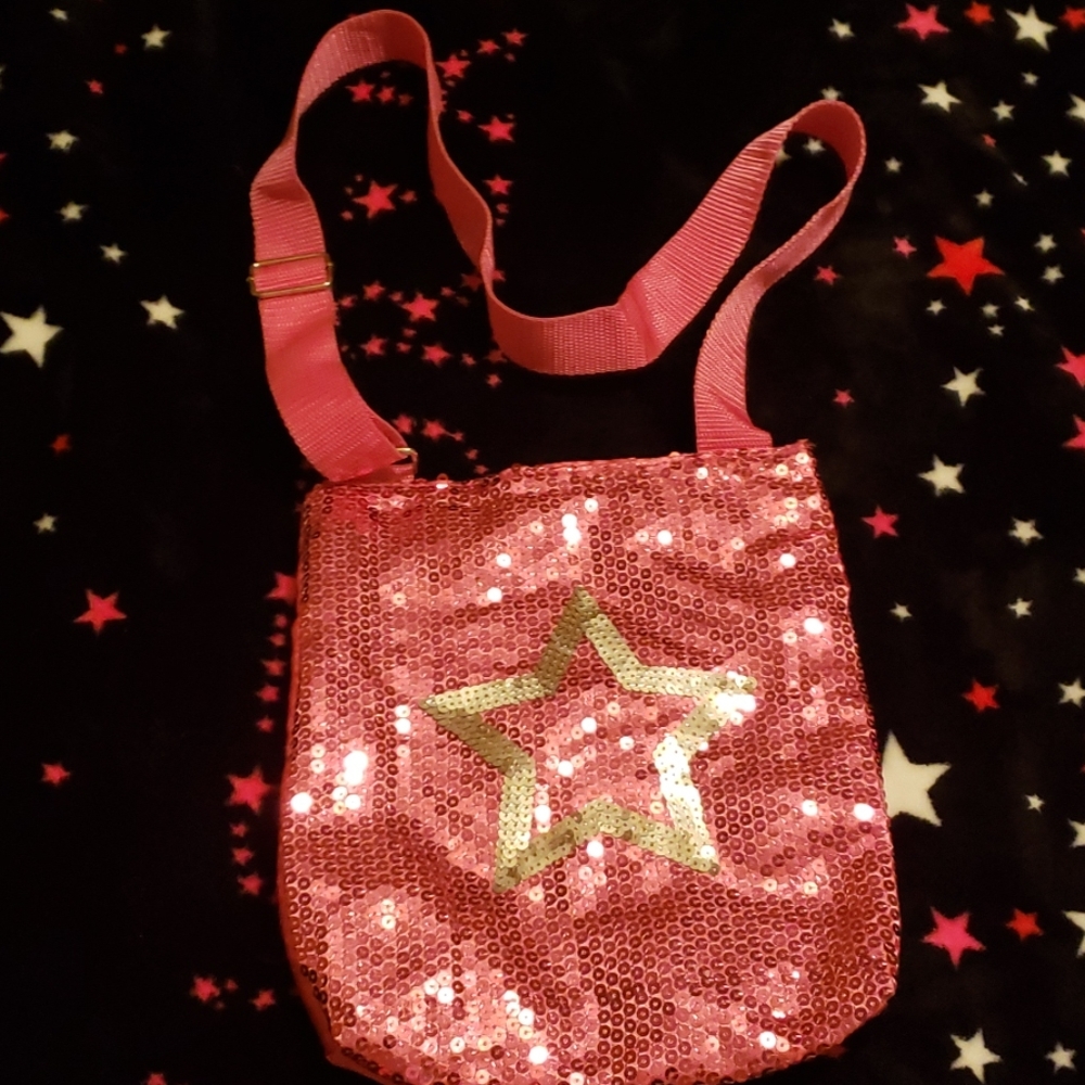 🌴 NWOT Pink & Silver Star Sequin Purse